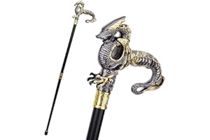 MEILUNMEIHUAN ART Gold Black Luxury Dragon Walking Cane Fashion Decorative Walking Stick Gentleman Elegant Cosplay Cane Knob Crosier 93cm