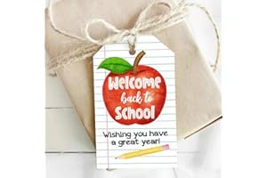 SEBMNOO Welcome Back to School Gift Tags for Students Teachers Gifts, First Day of School Gifts Decorations for Kids, Party Favors Supplies Gift Tag Stickers, Gift Labels for Kindergarten Preschool Elementary