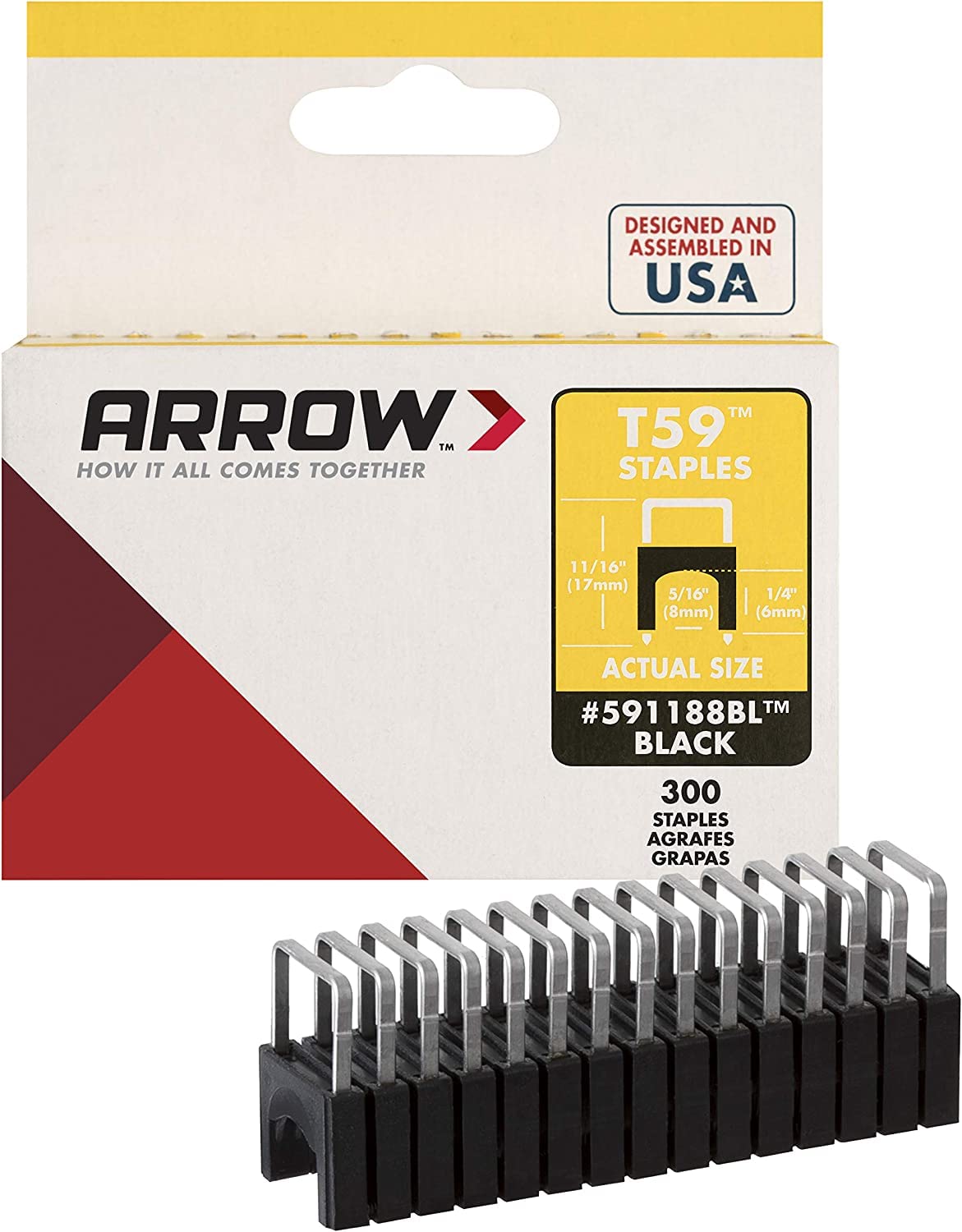 Arrow 591188BL Insulated Staples (300) 6x8mm - Black