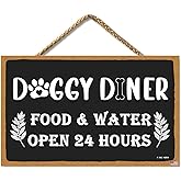 Country Style Wall Decor Funny Dog Puppy Food Wooden Signs Rustic Hanging Wall Plaque Dog Food Sign 11'' X 6'' Home Decor Dogs Lovers Present (CA7US-012)