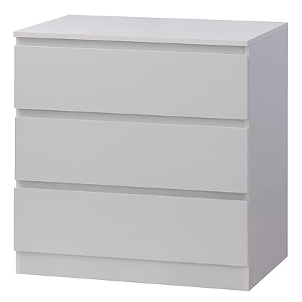 Modern Style White 3 Drawer Chest Of Drawers Easy To Assemble 70cm