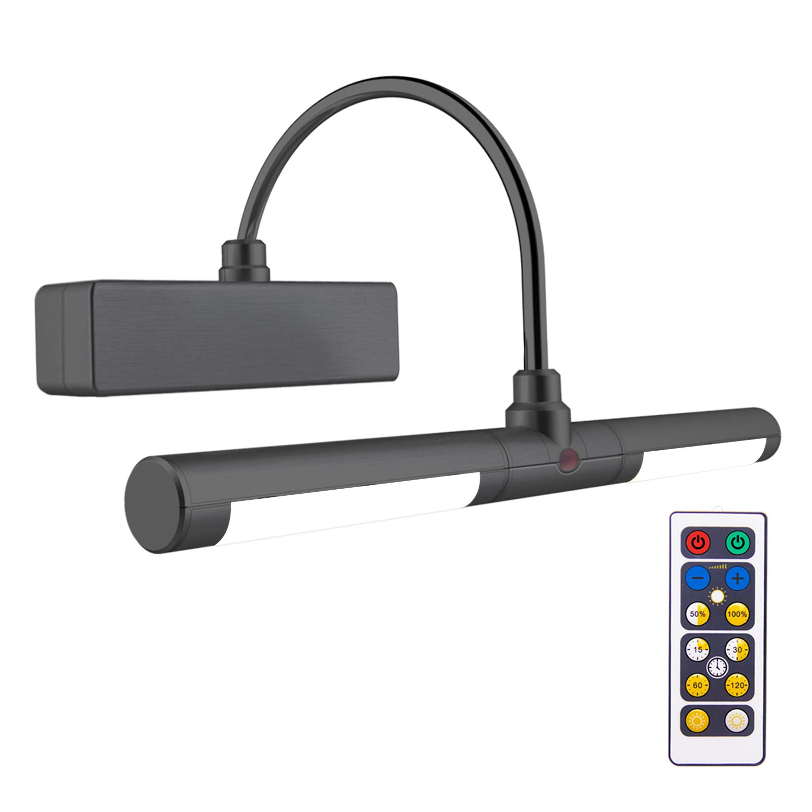 HONWELL Wireless Battery Operated LED Picture Light with Remote,8.8 Inch Rotatable Light Heads of 3 Lighting Modes, Dimmable Display Lamp with Timer for Painting Dartboard Photo Portrait Art, Black