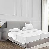 Decfair 100% Egyptian Cotton Split King Sheet Set White 1000 Thread Count Luxury Hotel Soft and Smooth Split King Size Bed Sheets Set 16" Deep Pocket Sateen Weave Extra Long Staple Cotton - 5 Piece