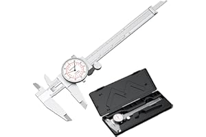 HDLNKAK Dial Caliper 0-6"/150mm Dual Reading Scale, Inch/Metric SAE Standard, Stainless Steel Caliper Measuring Tool Accurate to 0.001”/ 0.02 mm, Silver