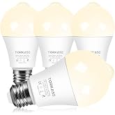 Torkase Motion Sensor Light Bulbs, E26 Dusk to Dawn Activated Security | Auto On/Off, Energy-Efficient, for Indoor Outdoor Lighting, Front Door Garage Basement Storage Closet, 120V, 2700K 4Pack