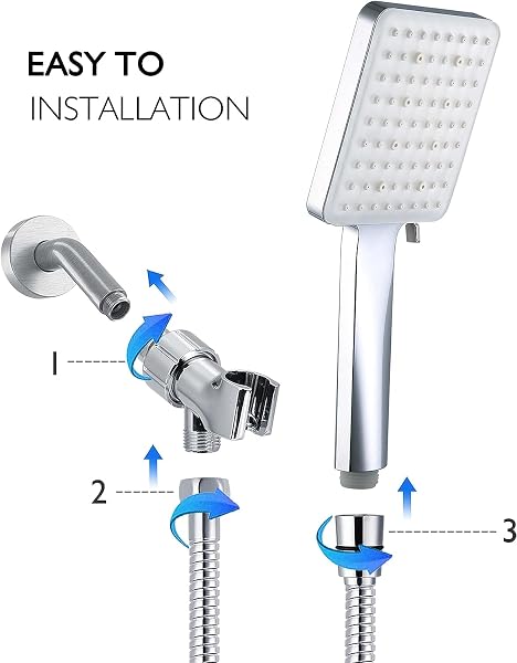 [ 2.5 GPM ] GRICH SHOWER HEAD WITH HANDHELD: 6 SPRAY MODES/SETTINGS HIGH PRESSURE SHOWER HEADS WITH STRETCHABLE 59″ 304 STAINLESS STEEL HOSE AND MULTI ANGLE ADJUSTABLE SHOWER BRACKET