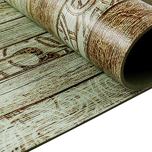Kitchen Floor Comfort Mat Set, HiiARug Anti Fatigue Standing Mats 2-PACK Kitchen Runner and Rug Waterproof Oil Proof Ergonomic PU Leather Cushioned Kitchen Rug Set (Wood Pattern2, 18"x30"+18"x48")