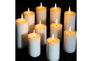 MOSROAD 12 White Pillar Candles, 3x4 Inches Unscented Pillar Candles for Home,Wedding,Church, Dripless and Smokeless Table Candles Pillar, White Candles for Party, Relaxing, Approx 50 Hours Long Burning Time