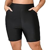 Halcurt Women's 5" High Waisted Swim Board Shorts (Available in Plus) Bikini Swimsuit Bottoms Modest Boyshorts