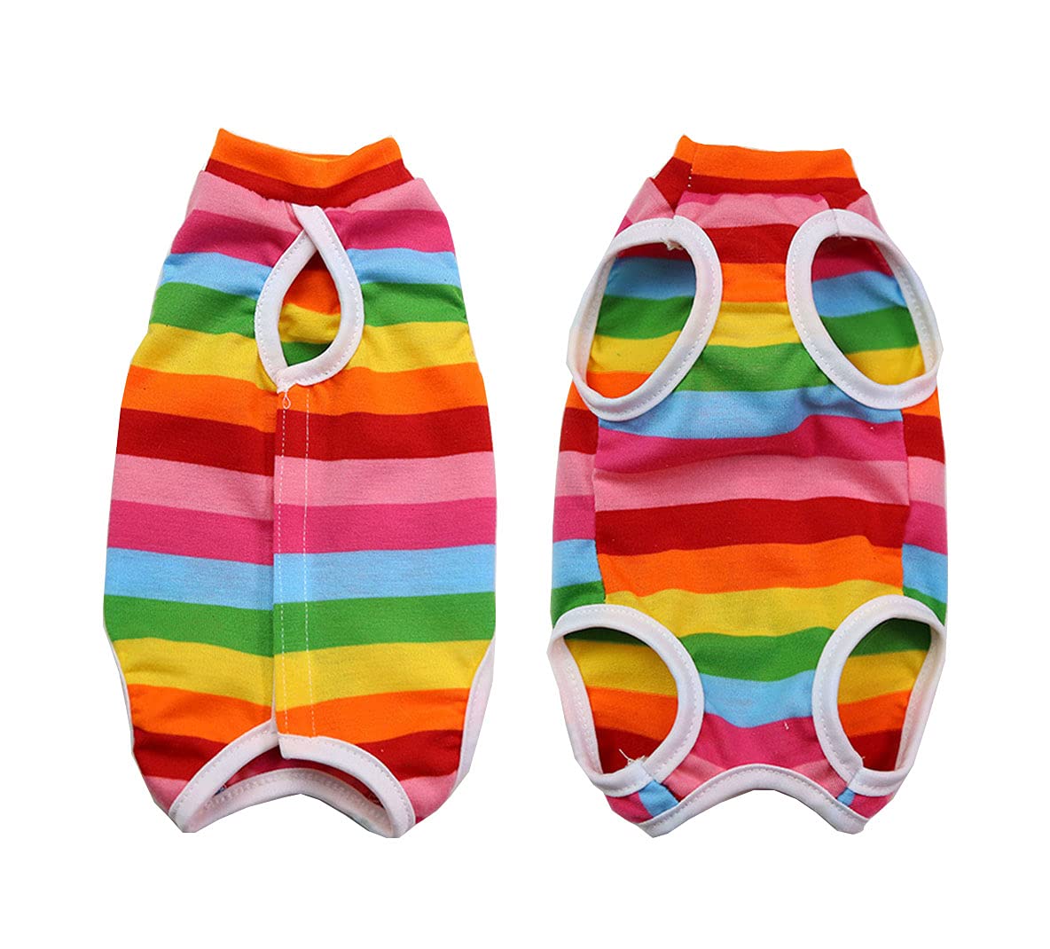 MeiAOBest Cat Professional Recovery Suit for Abdominal Wounds or Skin Diseases, After Surgery Wear, Pajama Suit, E-Collar Alternative for Cats Kitty Small Dogs (L, Rainbow)