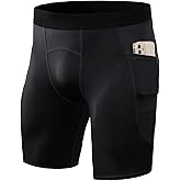 OVIYEGAIN Men's Compression Shorts with Pockets Spandex Sports Running Underwear Workouts Yoga Gym Athletic Shorts