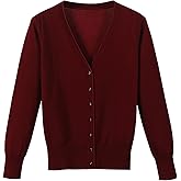 Wowcarbazole Women's Cardigan Sweaters Casual V Neck Button Down Lightweight Soft Long Sleeve Cropped Knit Tops