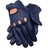 Navy blue Sheepskin leather driving gloves for men (Medium)