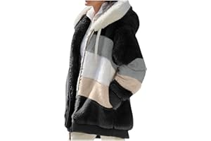 Lxitoler Fuzzy Fleece Jacket Womens Winter Hooded Cardigan Plus Size Sherpa Winter Coats Warm Outerwear with Pockets