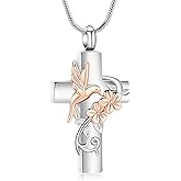 Cross Hummingbird Urn Necklace for Ashes Flower Ashes Pendant Memorial Necklace Cremation Jewelry Ashes Keepsakes Necklace Gift for Loss of Loved Ones Memorial Jewelry