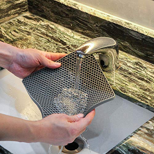 Silicone Trivet Mats CUKWILY Multifunctional Hot Pads Heat Resistant Non Slip Larger Thicker Hot Pot Holder 4 Packs Grey