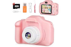 BAKOOR Kids Camera, Camera for Kids Boys Girls, Kids Digital Camera Toys for 6 7 8 9 Year Old Girls, HD Digital Video Cameras for Toddler, Christmas Birthday Gifts for Boys with 32GB SD Card-Pink