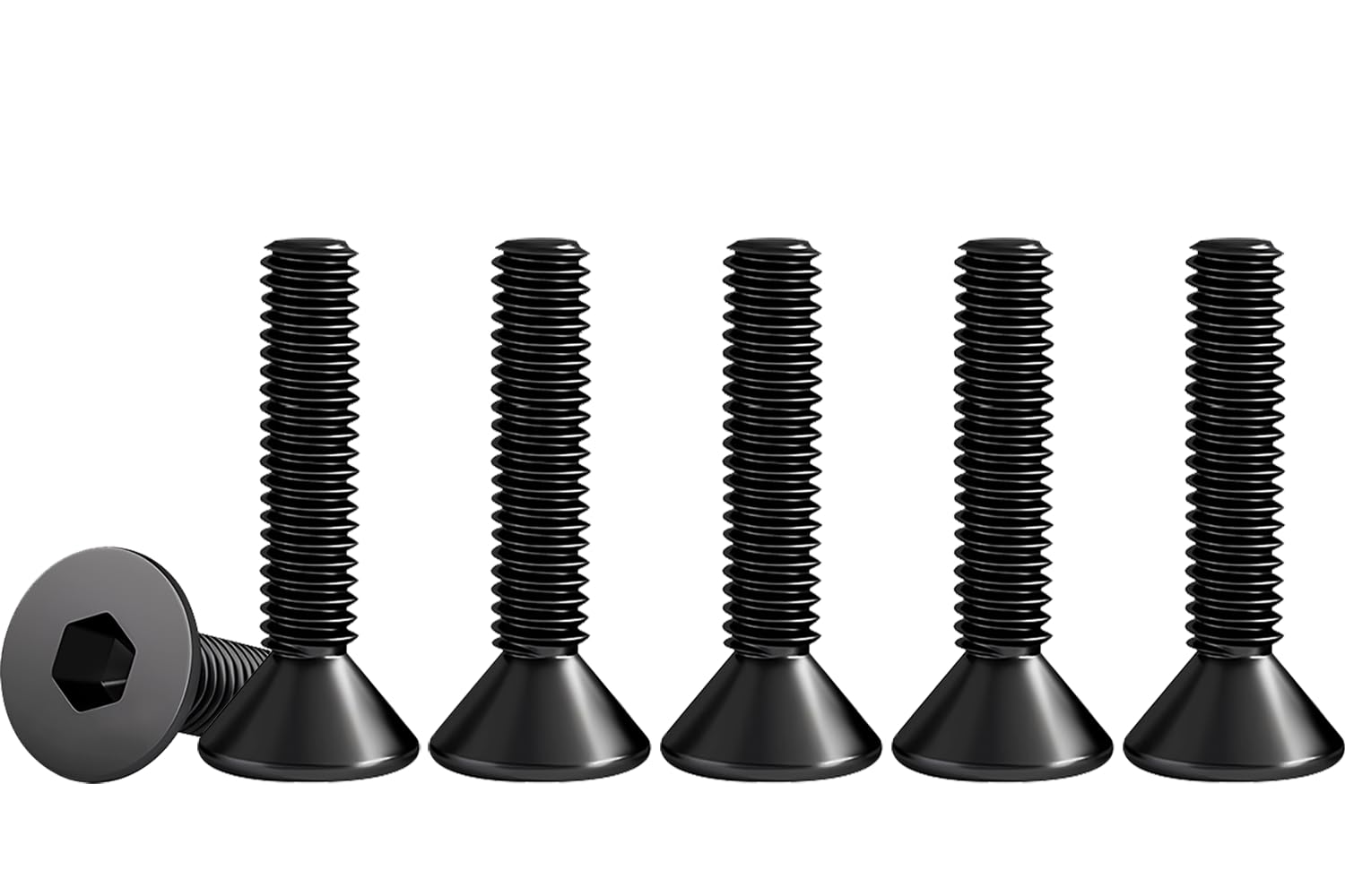 Drenky M3 Hex Socket Countersunk Bolts, Black Screws Countersunk DIN 7991 / ISO 10642 Rustproof Hex Screws 304 Stainless Steel Machine Screw Fully Thread, M3 X 20mm, 50 Pcs — image 1