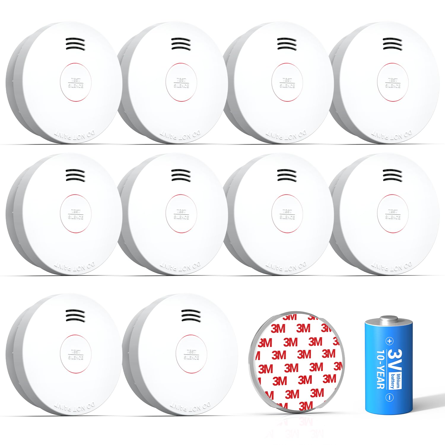 Photo 1 of Siterwell  Detector, Smoke Detector 10 Year Battery with Photoelectric Sensor, Fire Alarm with Low Battery and Fault Warning for House and Bedroom, UL217-9th Listed, GS525A, 10 Packs
