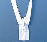 YKK Zipper, White #10 Brand Separates at The Bottom, Marine Grade Metal Tab Slider, Heavy Duty (36" Inch)