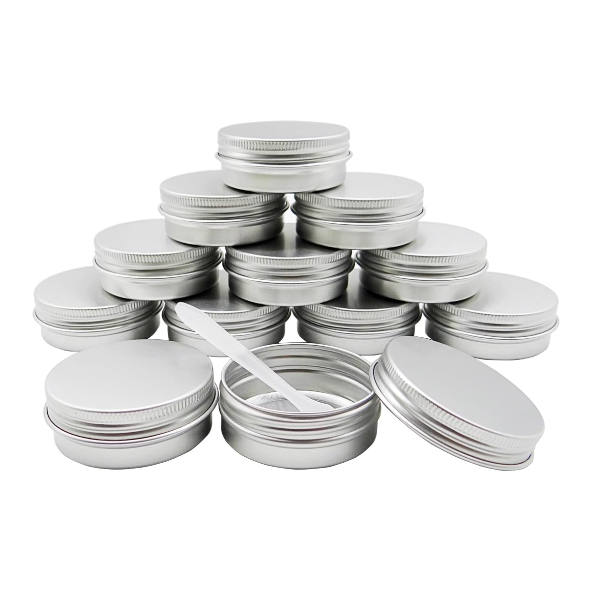 Wopanxye 12pcs 1oz 30ml Aluminum Tin Jar, 30g Refillable Makeup Container, 30 Gram Silver Screw Lid Round Can Sample Pot for Cosmetic DIY, Lip Balm, Cream, Salve, Toner, Candle, Free Spatulas +Lables