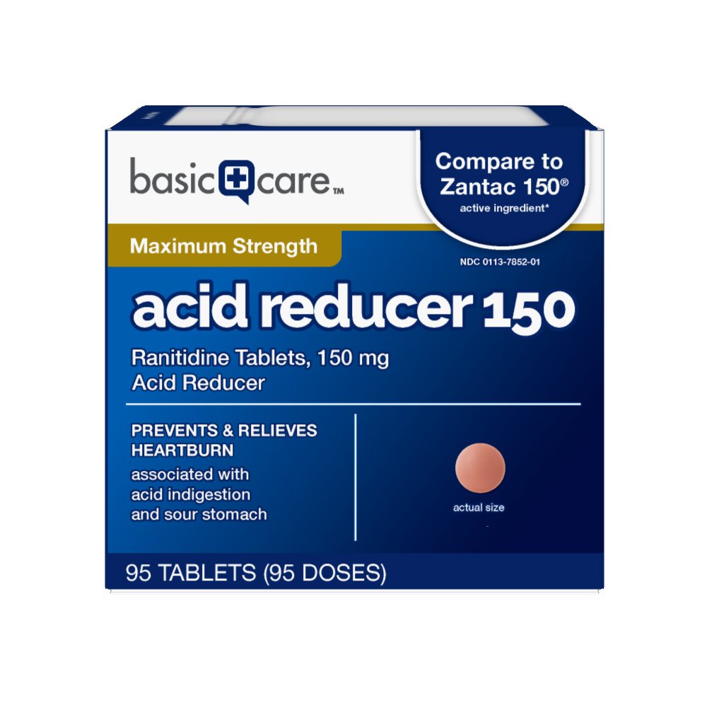 Basic Care Acid Reducer Ranitidine Tablets, 95 Count, 150 mg Pricepulse