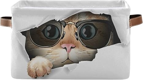 Amazon Miaold 収納ボックス 収納バスケット 折りたたみ かわいい 猫柄 ねこ 猫爪 グレー おもしろ アニマル 収納ケース おもちゃ収納 小物 衣類収納 整理ボックス 大容量 インテリア オフィス 取っ手付き 収納ケース ボックス オンライン通販