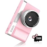 Kids Digital Camera with 180° Flip Screen, 32GB Memory Card Digital Cameras,1080P HD Point and Shoot Digital Cameras, Built in Educational Games,Ideal Gifts for Kids Boys Girls(Pink)