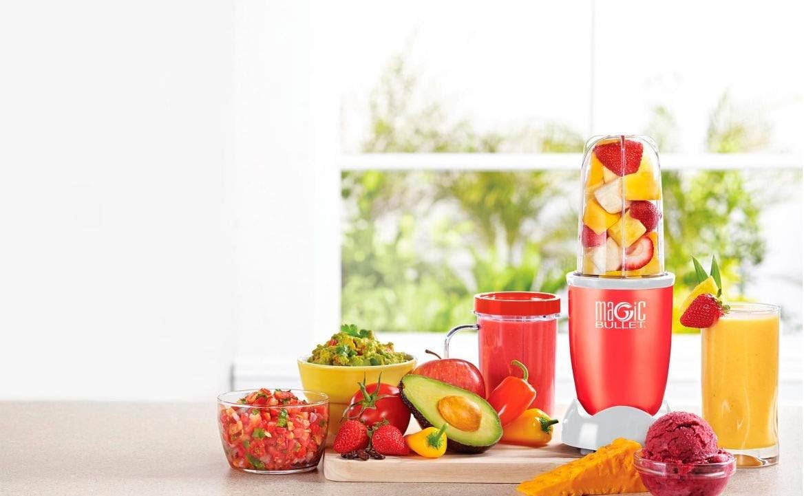 Magic Bullet 17 Piece Food Processor RED-Limited Edition - The Original - As seen on TV Over 40 Million Sold Make Healthy Smoothies and Desserts in 10 Seconds or Less - Chop Mix Blend Whip Mince: Kitchen & Dining