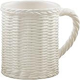 Mud Pie 16 oz Woven Ceramic Mug, White
