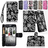 Cellularvilla Wallet Case for LG Optimus L70 (MetroPCS) MS323 / Optimus Exceed II (Verizon) VS450 / Dual D325 Pu Leather Shiny Glitter Wallet Card Flip Open Pocket Case Cover Pouch (Black Glitter)