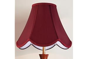 GO&SO Burgundy Scalloped Lamp Shade Bell Lamp Shades Petal Edge Braid,6"Top x 13"Bottom x 10.6"High (Spider) Table Lamp Shade Modern Floor Lamp Shade Replacement,Faux Silk Lampshades -Easy Assembly