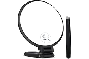 MIYADIVA Magnifying Mirror, Hand Mirror with 30X Magnification, Small Magnifying Mirror for Plucking Eyebrows, Travel Makeup 