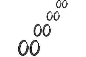 DIVINA VITAE 4 Pairs Hoop Earrings for Men 316L Surgical Steel Hoop Earrings 8mm 10mm 12mm 14mm Silver Hoops Earrings Piercings Cartilage Earring Hoop Hypoallergenic Hoop Earrings for Women Men