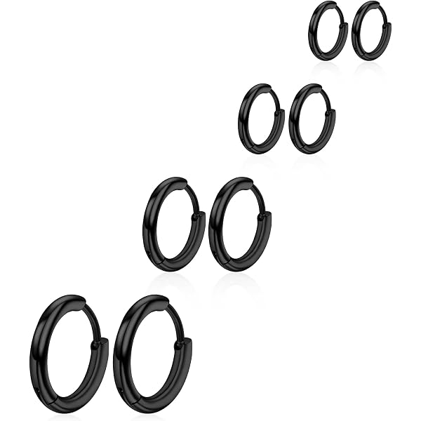 Amazon.com: Surgical Steel Hoop Earrings Set, 8 Pcs - 10/12  10 Pairs Silver Hoop Earrings Set for Men Surgical Steel Hoop Earrings main image 0