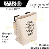 KLEIN TOOLS 5416 Small Tool Pouch Bolt Bag Bull Pin Loops Belt Strap 5x10x9 view 2