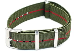 StrapHabit Elastic Watch Strap Watch Band for Men & Women 20mm 22mm Nylon One Piece French Paratrooper Military Parachute Premium Striped