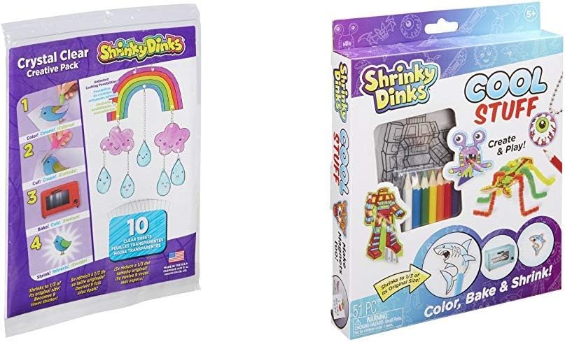 Shrinky Dinks Creative Pack 10 Sheets Crystal Clear Kids Art and Craft Activity & Cool Stuff Activity Set Kids Art and Craft Activity