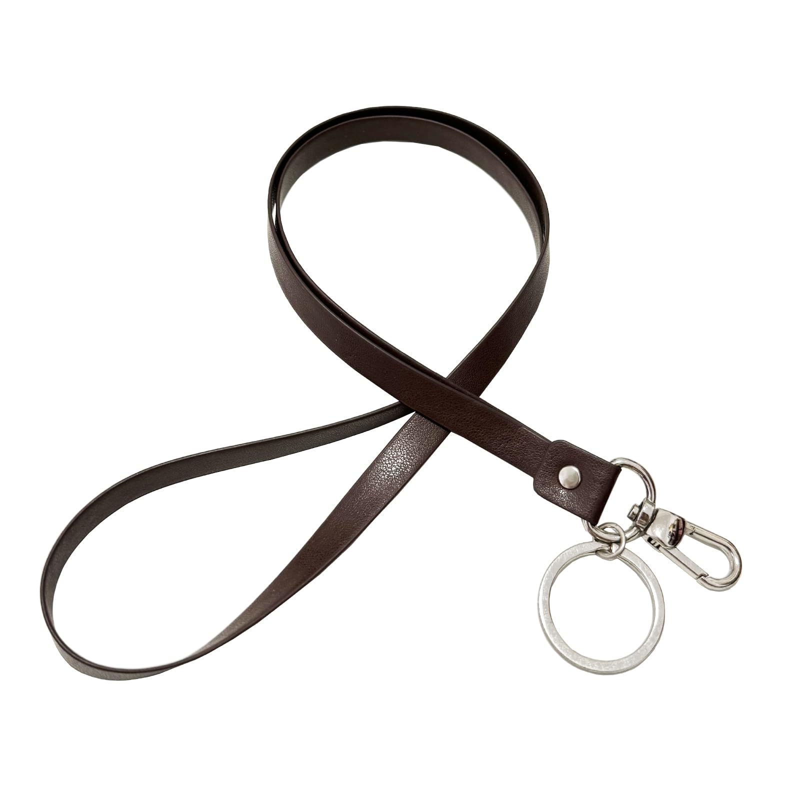 Lanyard, Synthetic Leather Neck Lanyard Strap Key chain with Metal Clasp for ID Badge Card Holder, Whistle, Wallet