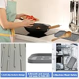 SwirlColor Gray Silicone Spoon Rest - Heat Resistant & Non-Slip Utensil Holder view 6