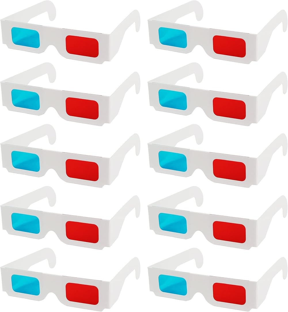IRYNA 3D Glasses Anaglyph Red Cyan Paper Cardboard 10 Pairs