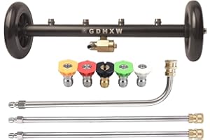 GDHXW Multipurpose Undercarriage Cleaner Surface Cleaner 16 Inch Underbody Car Wash Water Broom with 3 Pieces Extension Wand 5 Nozzle,for Pressure Washer