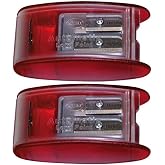Kum 1053021 Model AS2KM Two Hole Automatic Long Point Pencil Sharpener, Red Plastic Casing, Makes Long Pencil Point in 2 Steps, Automatic Brake Prevents Oversharpening (Pack of 2)