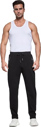 HCSS Mens Joggers Tracksuit Bottoms Black L Zip Pockets Elastic Waist Cotton view 3