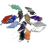 LHJ 5 Pcs Natural Stone Pendants Lightning Shape Chakra Crystal Agate Stone for Jewelry Making Necklace Amulet