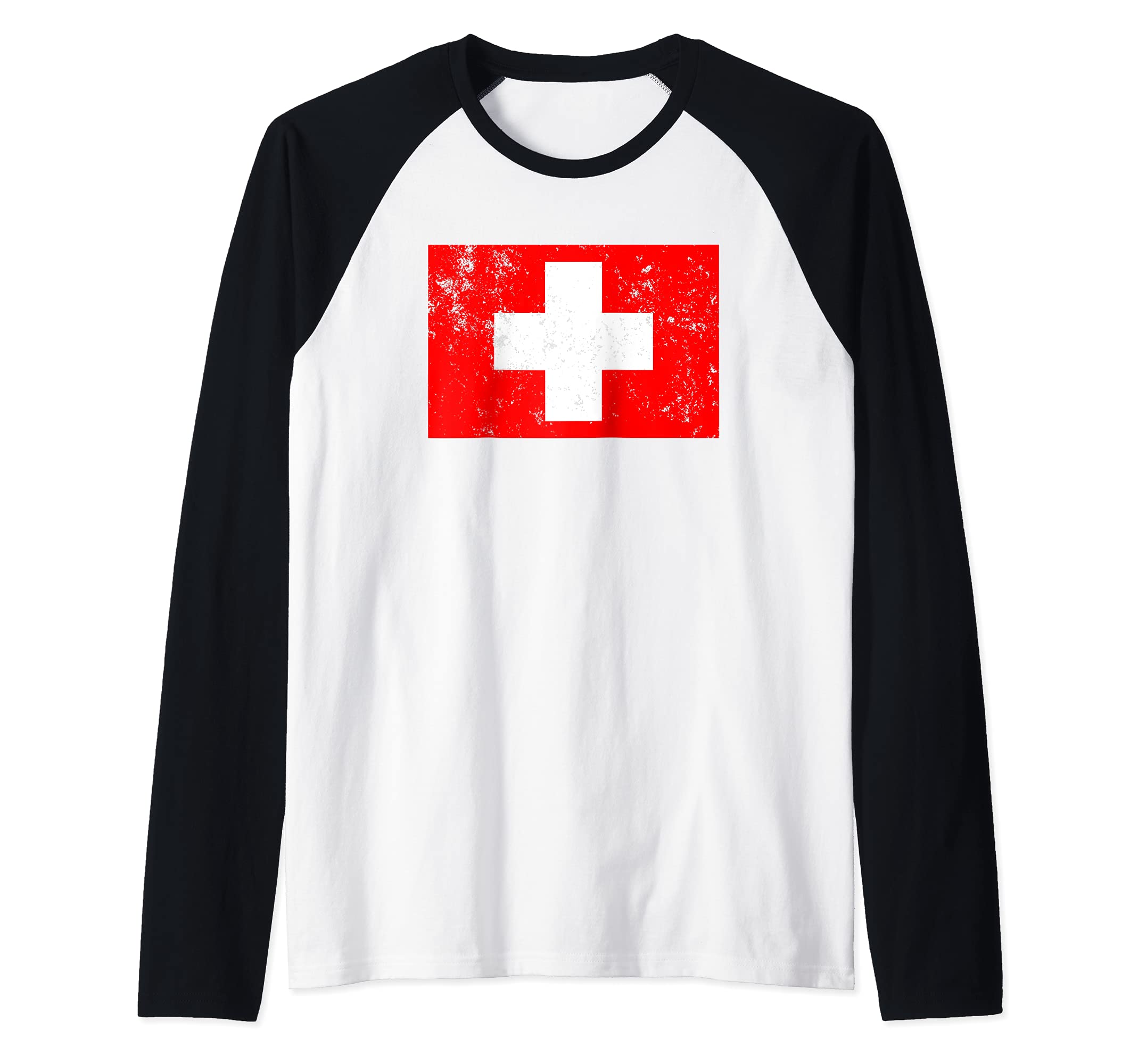 Switzerland National Flag Raglan Baseball Tee
