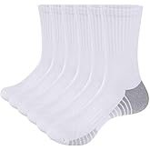 YUEDGE Men's Athletic Cushioned Crew Socks For Men Moisture Wicking Mens Socks Breathable Everyday Work Casual Cotton Socks