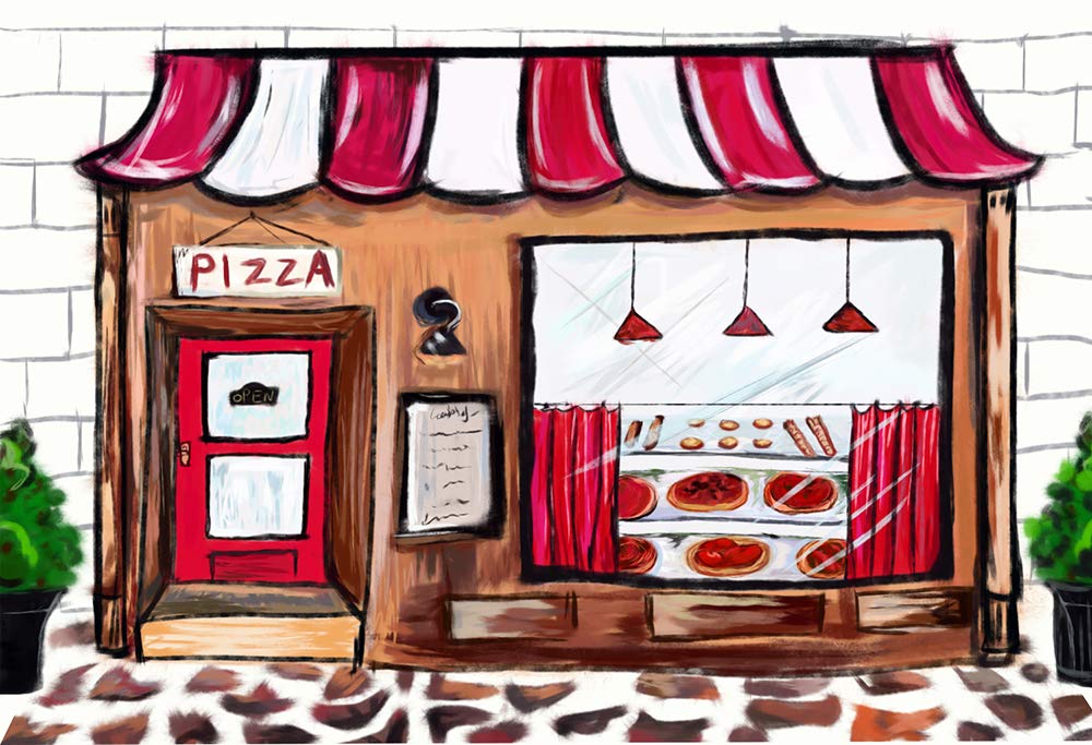 AOSTO 6.5x5ft Pizza Shop Photo Background Newborn Baby Shower Cake Table Decorations Banner Kids Birthday Party Photo Backdrop Studio Props W-3668