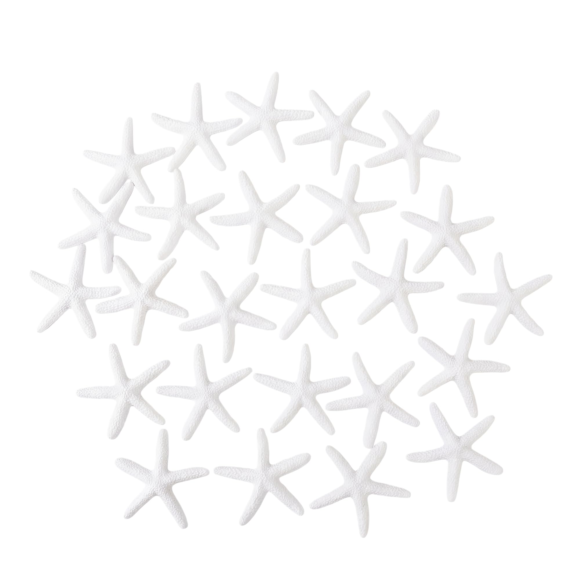 LJY 25 Pcs Artificial Resin Starfish - Mini Sea Stars for Crafts, Aquarium Decoration, Vase Fillers, Wedding and Christmas Decor, Odourless Resin Charms for DIY (White, 6 cm) — image 1
