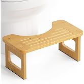 AmazerBath Bamboo Toilet Stool, Squat Potty Stool for Adults, Non-Slip Pooping Stools for Bathroom, Portable Potty Step Foot Stools, Assembly Required, 6.8''